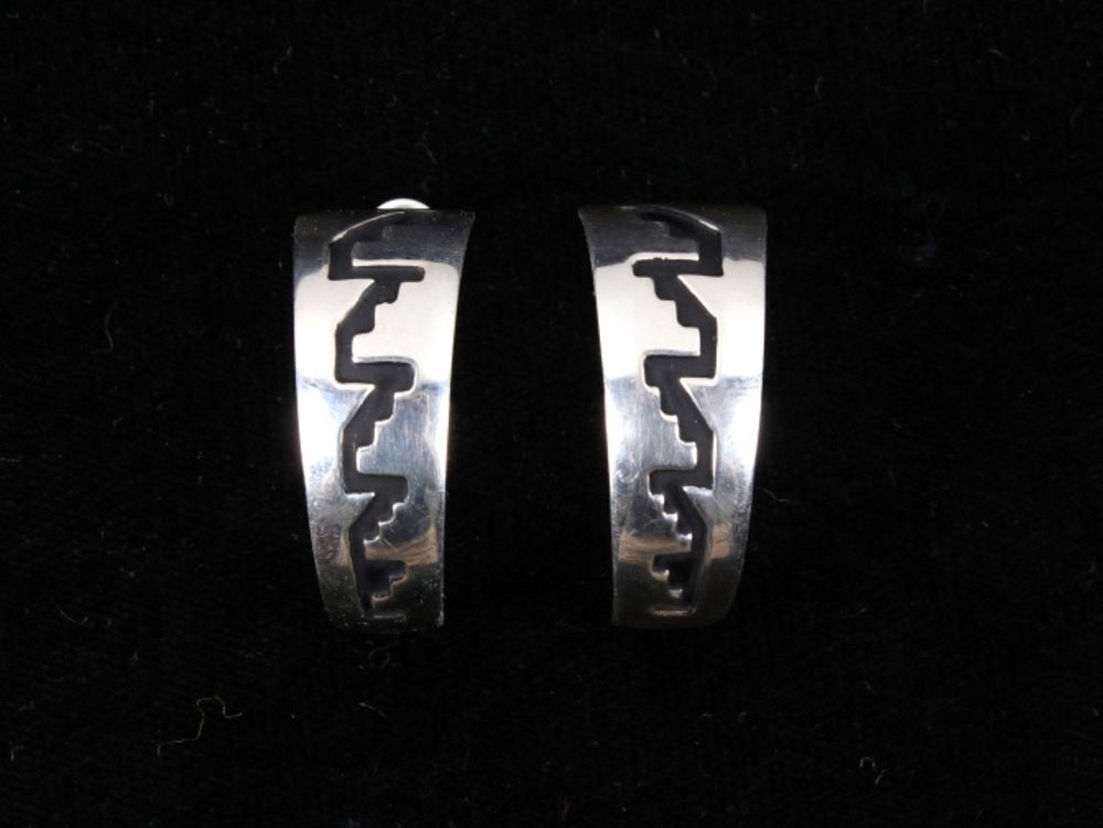 Appraisal: Navajo T R Singer Hand Stamped Sterling Earrings For your