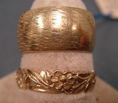 Appraisal: K YG wedding bands one with floral design the other