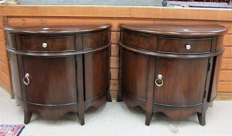 Appraisal: PAIR OF DEMILUNE CONSOLE CABINETS Modern Elegance Collection Liz Clairborne