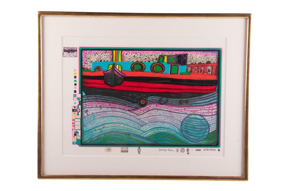 Appraisal: FRIEDENSREICH HUNDERTWASSER REGENTAG ON THE WAVES OF LOVE circa sheet