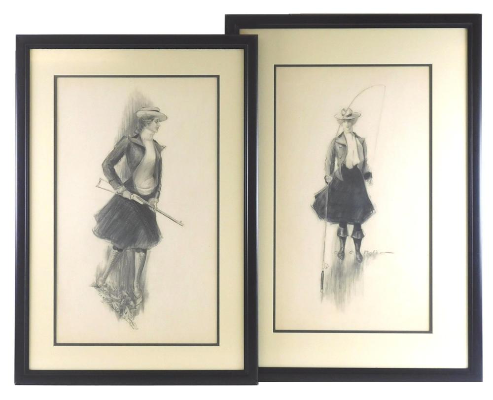 Appraisal: Two drawings by Charles Gates Sheldon American - graphite on