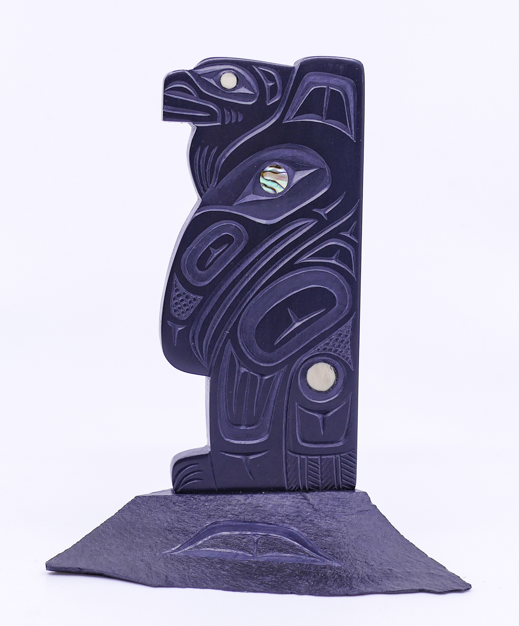 Appraisal: Glen Pollard Raven Frog Argillite Totem Model- ''