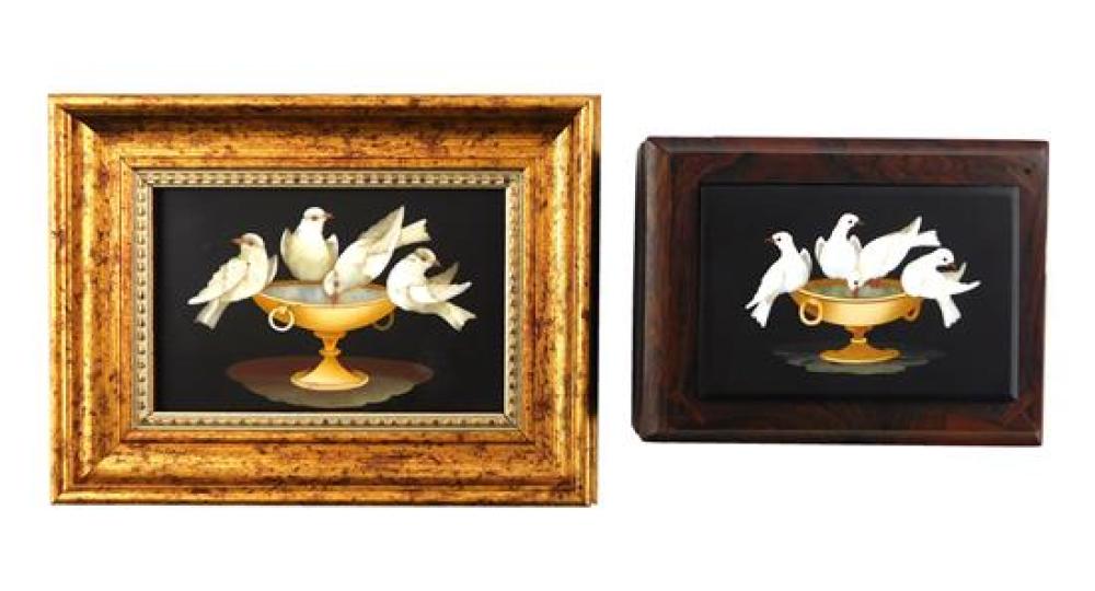 Appraisal: Two pietra dura plaques Italian th C both depicting Plny's