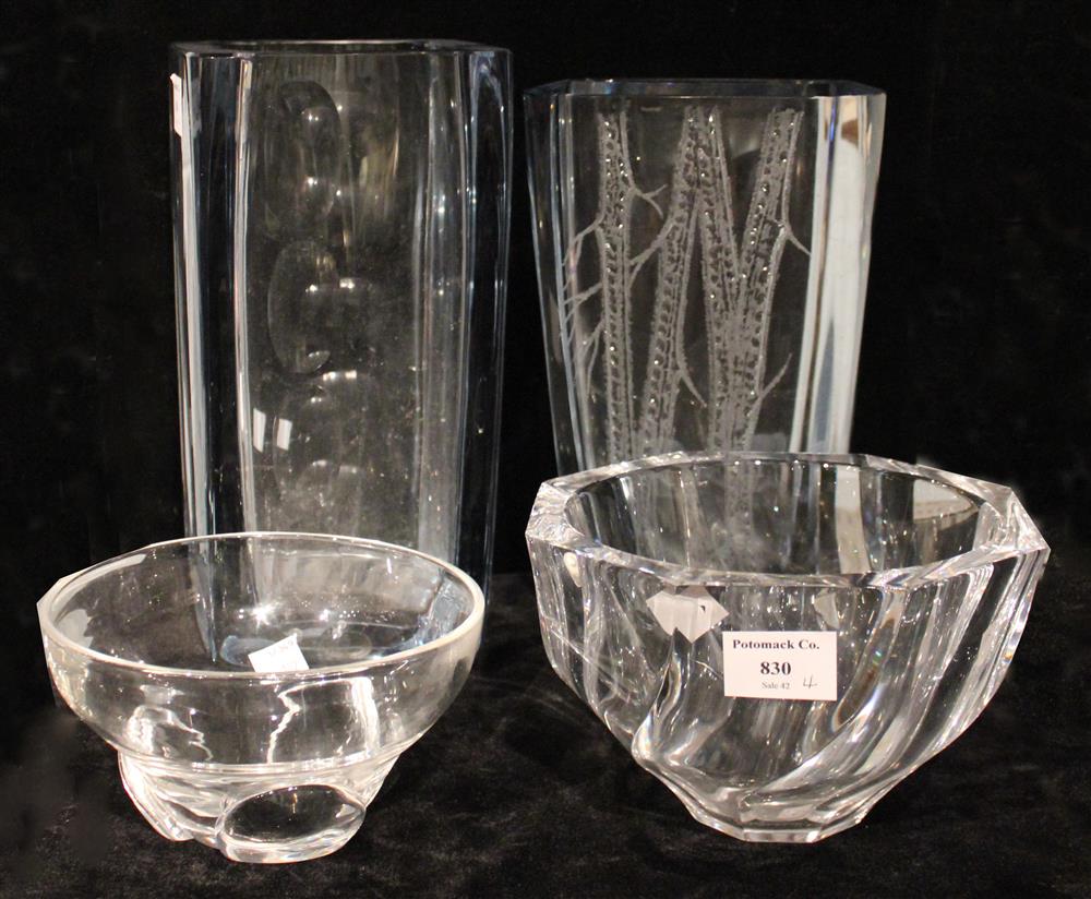 Appraisal: TWO GLASS VASES BY STROMBERGSHYLTAN SWEDEN one marked D c