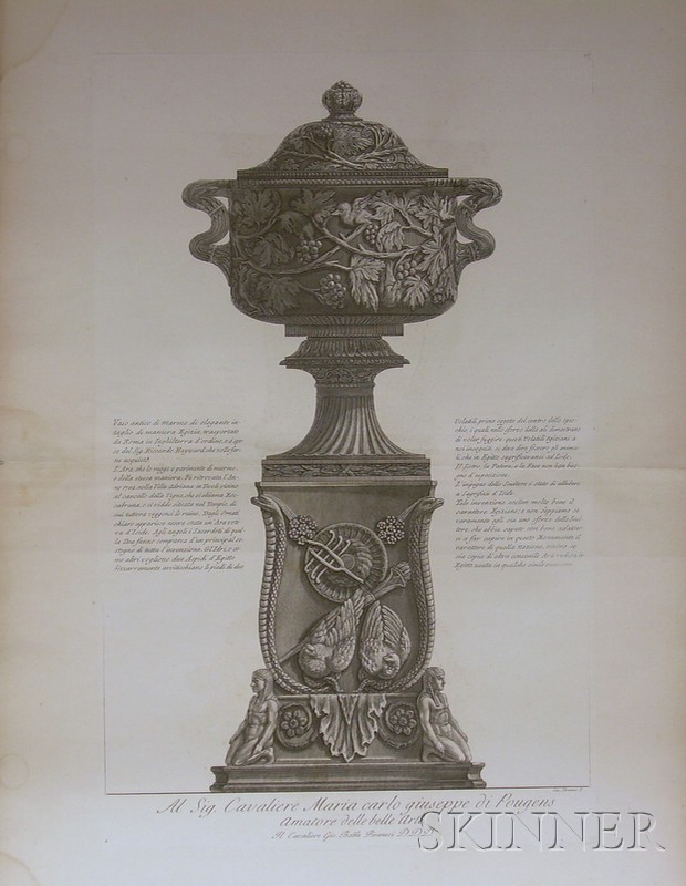 Appraisal: Four Unframed Folio Engravings of Decorative Objects Attributed to Francesco