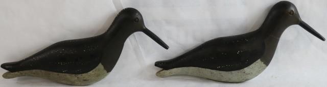 Appraisal: PAIR OF OVERSIZE SHOREBIRDS POSSIBLY WILLETT'S EARLY TH CENTURY CARVED