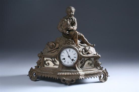 Appraisal: NAPOLEON III GILT-METAL FIGURAL MANTLE CLOCK last quarter th century