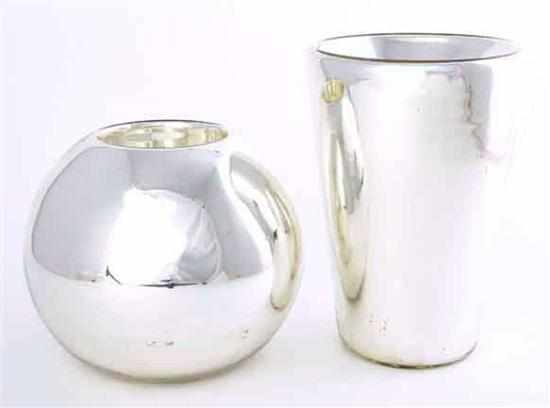 Appraisal: Mercury glass vases flared form H '' and spherical design