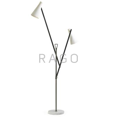 Appraisal: FRANCO BUZZI O-LUCE Articulating floor lamp Italy s Patinated steel