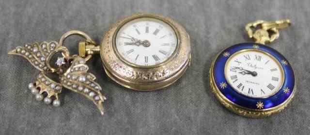 Appraisal: Watch Lot Gold pocket watch converted to a brooch with