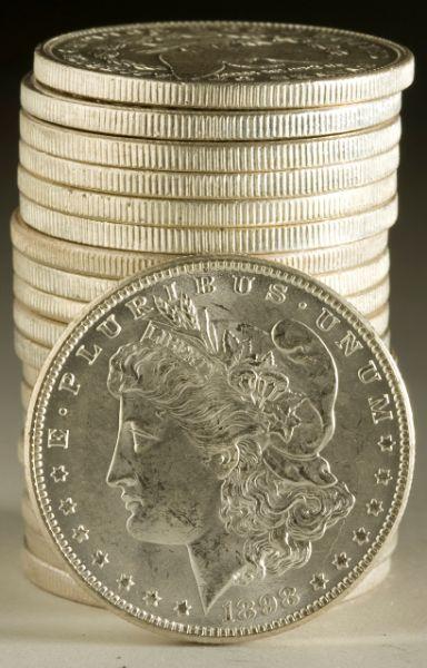 Appraisal: XF-BU Roll and -O Morgan Silver Dollars coins- seven -P