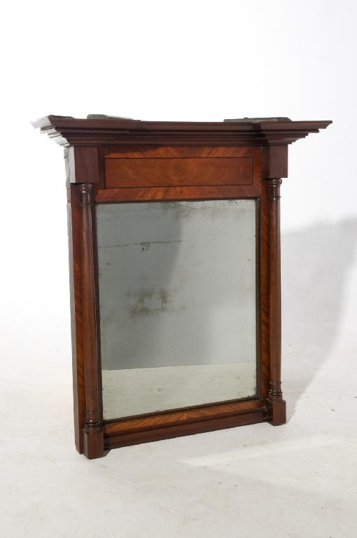 Appraisal: th CENTURY MAHOGANY PIER MIRROR with boldly projecting cornice above