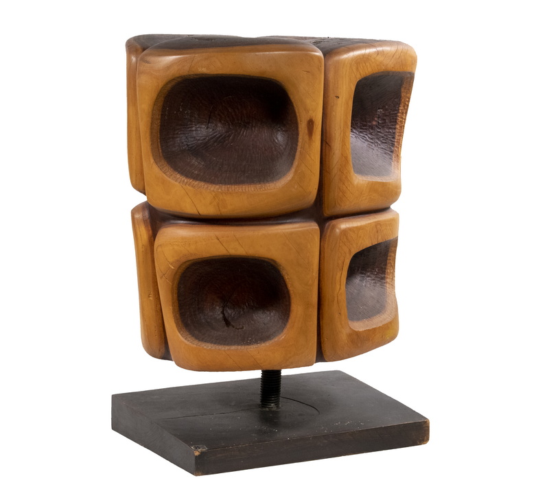 Appraisal: CLARK FITZ-GERALD ME MO - Modernist Design Carved Teak Wood