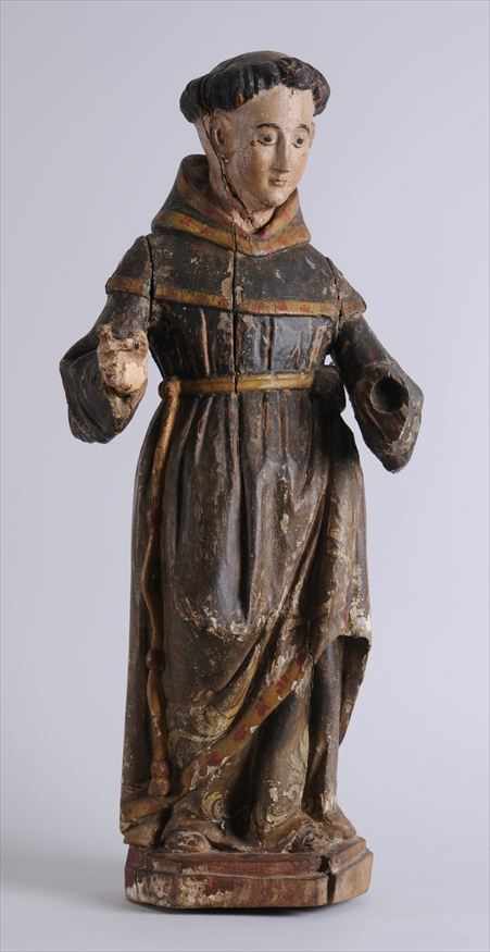 Appraisal: GERMAN BAROQUE CARVED AND PAINTED WOOD FIGURE OF A FRIAR