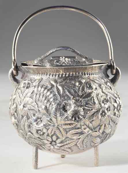 Appraisal: S Kirk Son ''Repousse'' Silver Mustard Potan unusual piece in