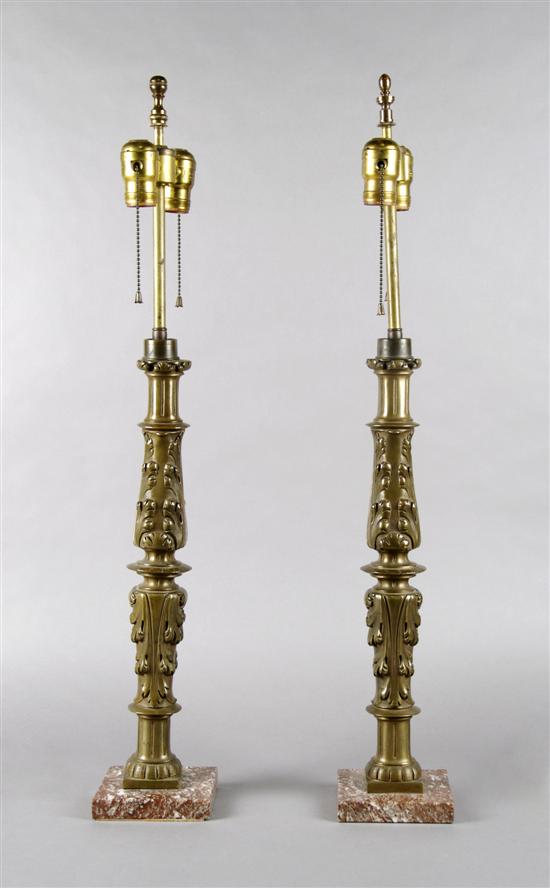 Appraisal: A Pair of Bronze Balusters Height overall inches