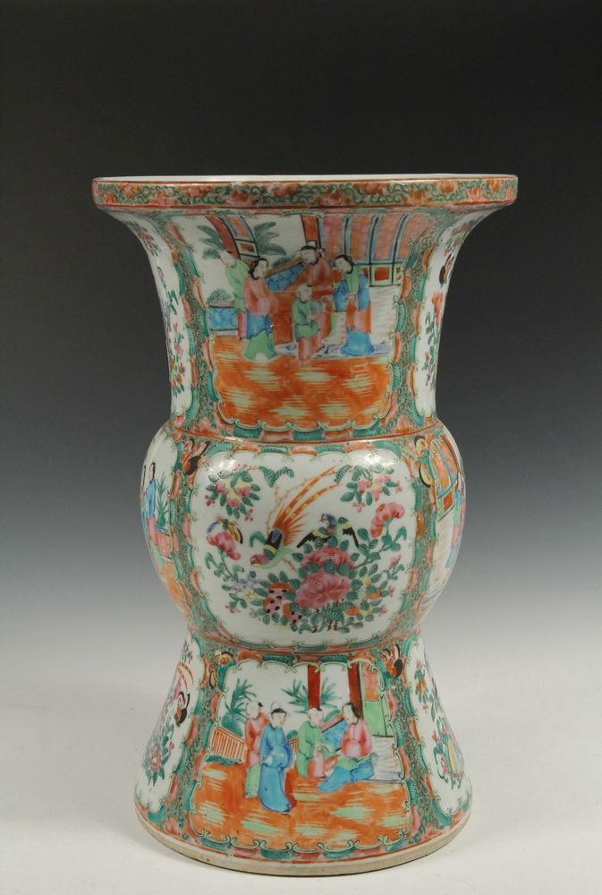 Appraisal: CHINESE VASE - Gu Form Mandarin Rose Medallion Vase early