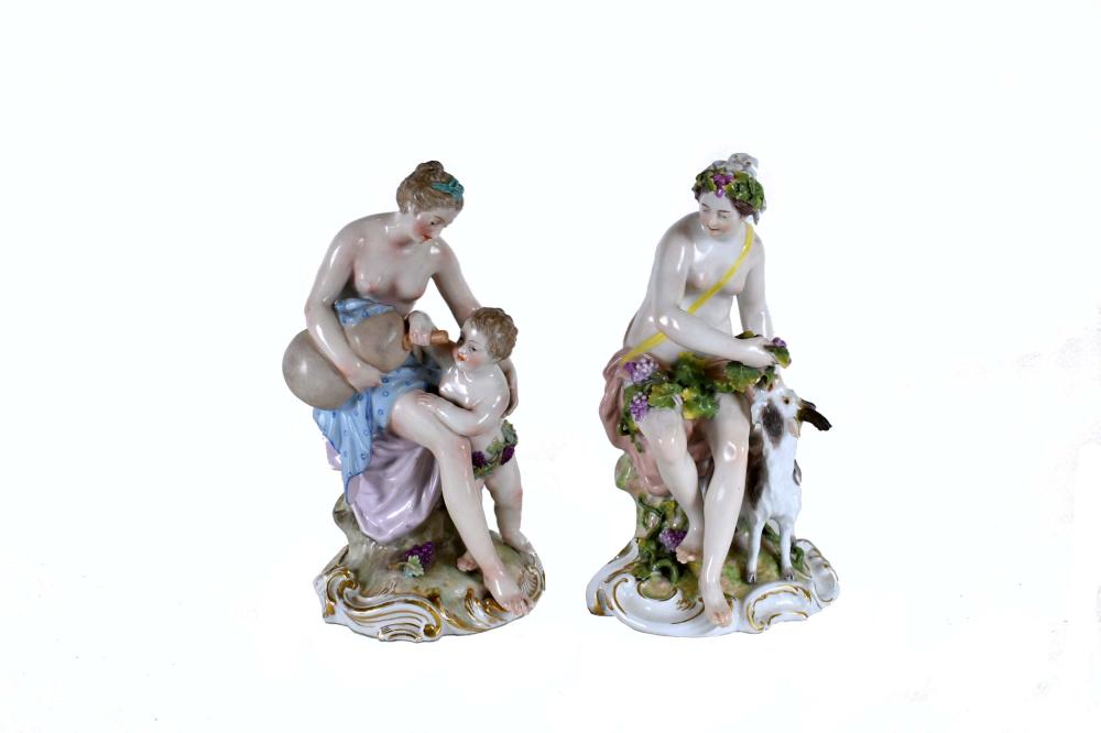 Appraisal: TWO KPM PORCELAIN SCANTILY-CLAD FEMALE FIGURES th Century German Both