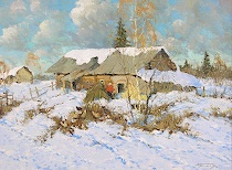 Appraisal: Alexander Kremer Russian born Russian Village Oil on canvas Signed