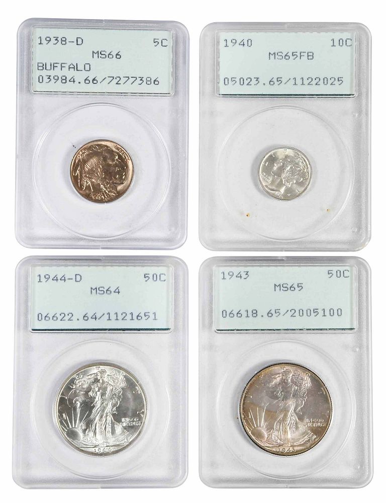 Appraisal: Four PCGS Rattler Graded Coins -D Buffalo Nickel MS with