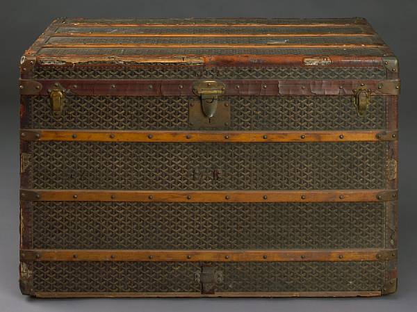 Appraisal: A Goyard steamer trunk early th century Leather and brass