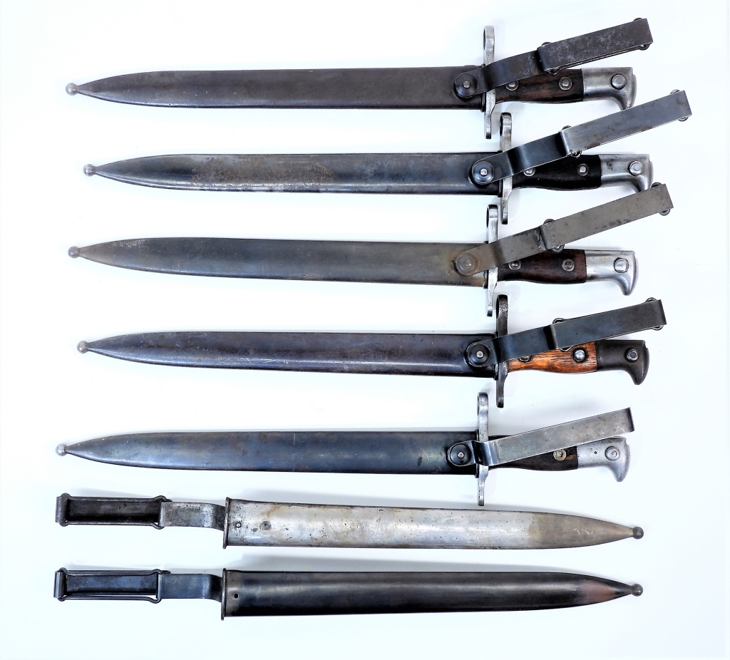 Appraisal: FIVE U S KRAG-JORGENSEN BAYONETS AND SCABBARDS United States A