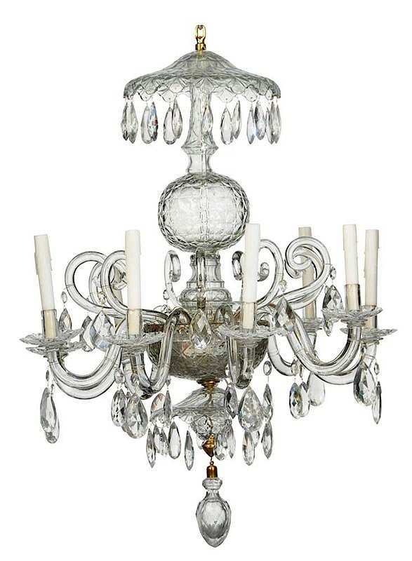 Appraisal: George II Style Faceted Cut Glass Chandelier British some period