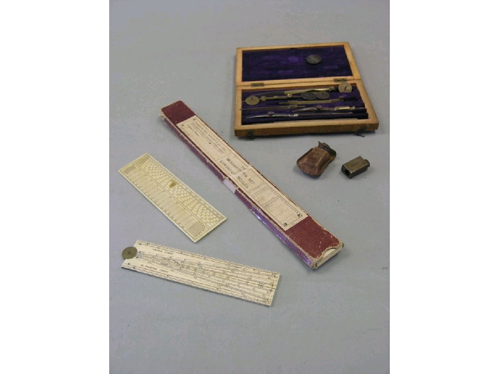 Appraisal: A set of draughtman's instruments boxed together with an adjustable