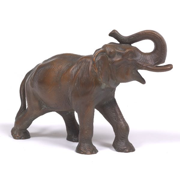 Appraisal: BRONZE PATINATED CAST IRON TRUMPETING ELEPHANT SCULPTURE DOOR STOP x