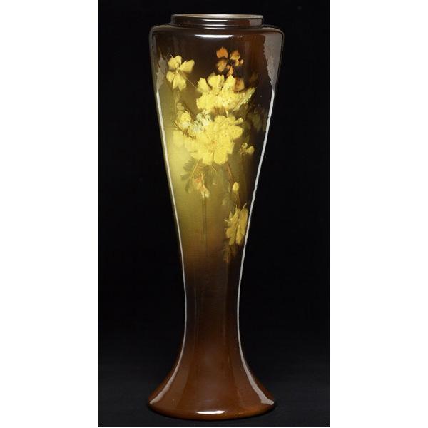 Appraisal: WELLER Louwelsa floor lamp base painted with golden roses Several