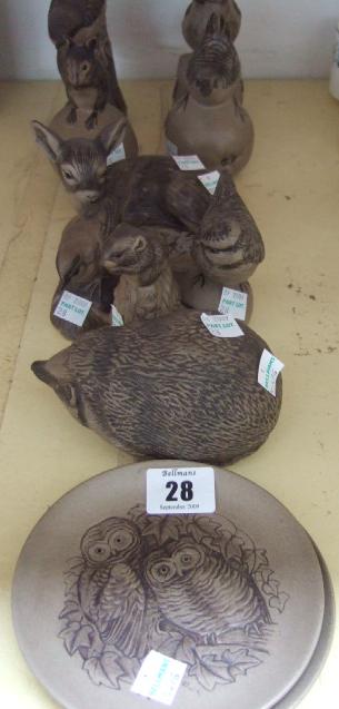 Appraisal: A quantity of Poole pottery animal and plates