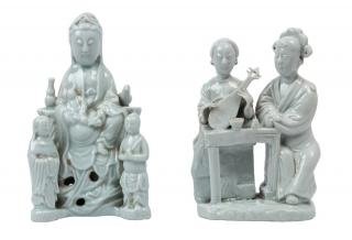 Appraisal: A PAIR OF DEHUA FIGURAL GROUPS QING DYNASTY - TH