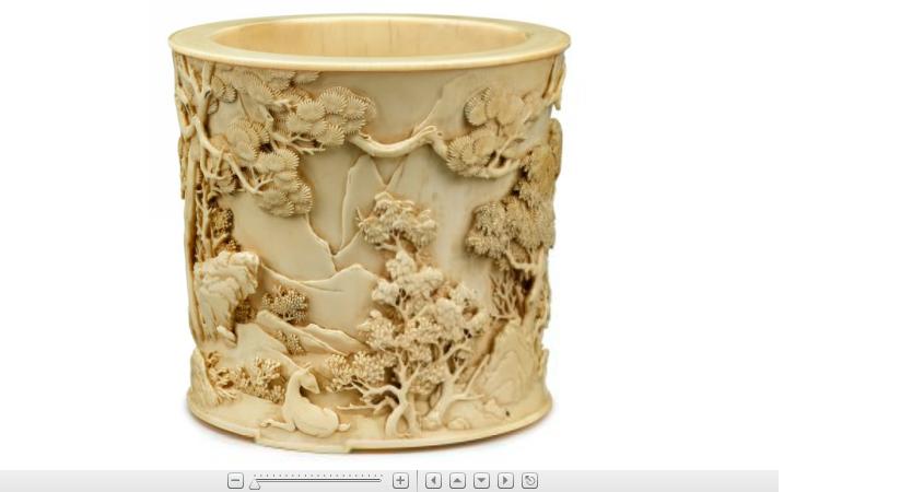 Appraisal: Fine Chinese elephant ivory brush pot Qing dynasty