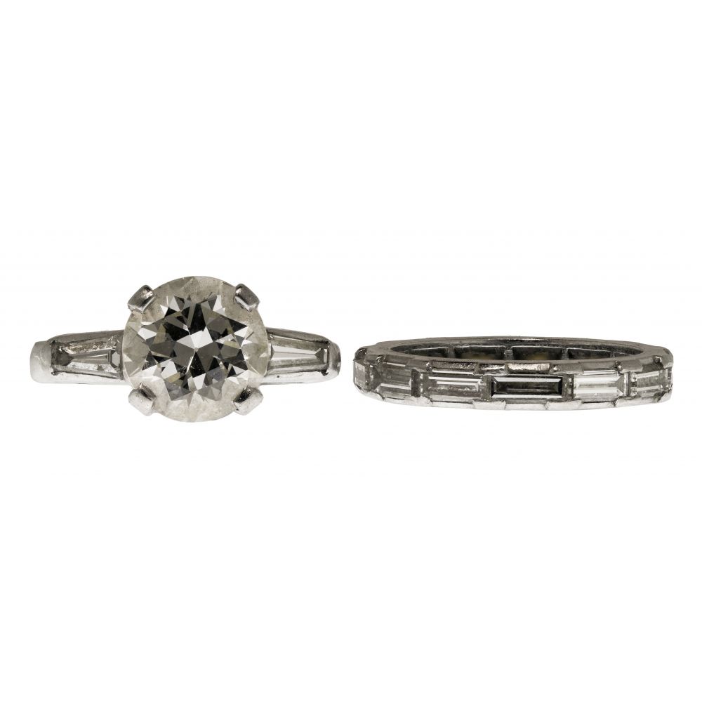 Appraisal: PLATINUM AND DIAMOND ENGAGEMENT AND WEDDING BAND RINGS items including