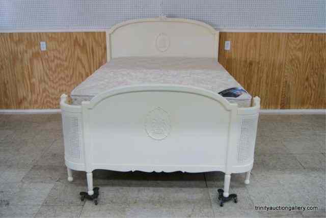 Appraisal: c Bow Front Full Size BedUSA made mahogany bed painted