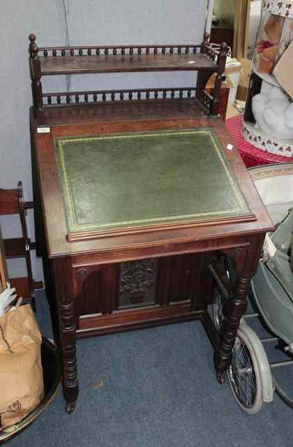 Appraisal: A VICTORIAN MAHOGANY DAVENPORT the low raised galleried back over