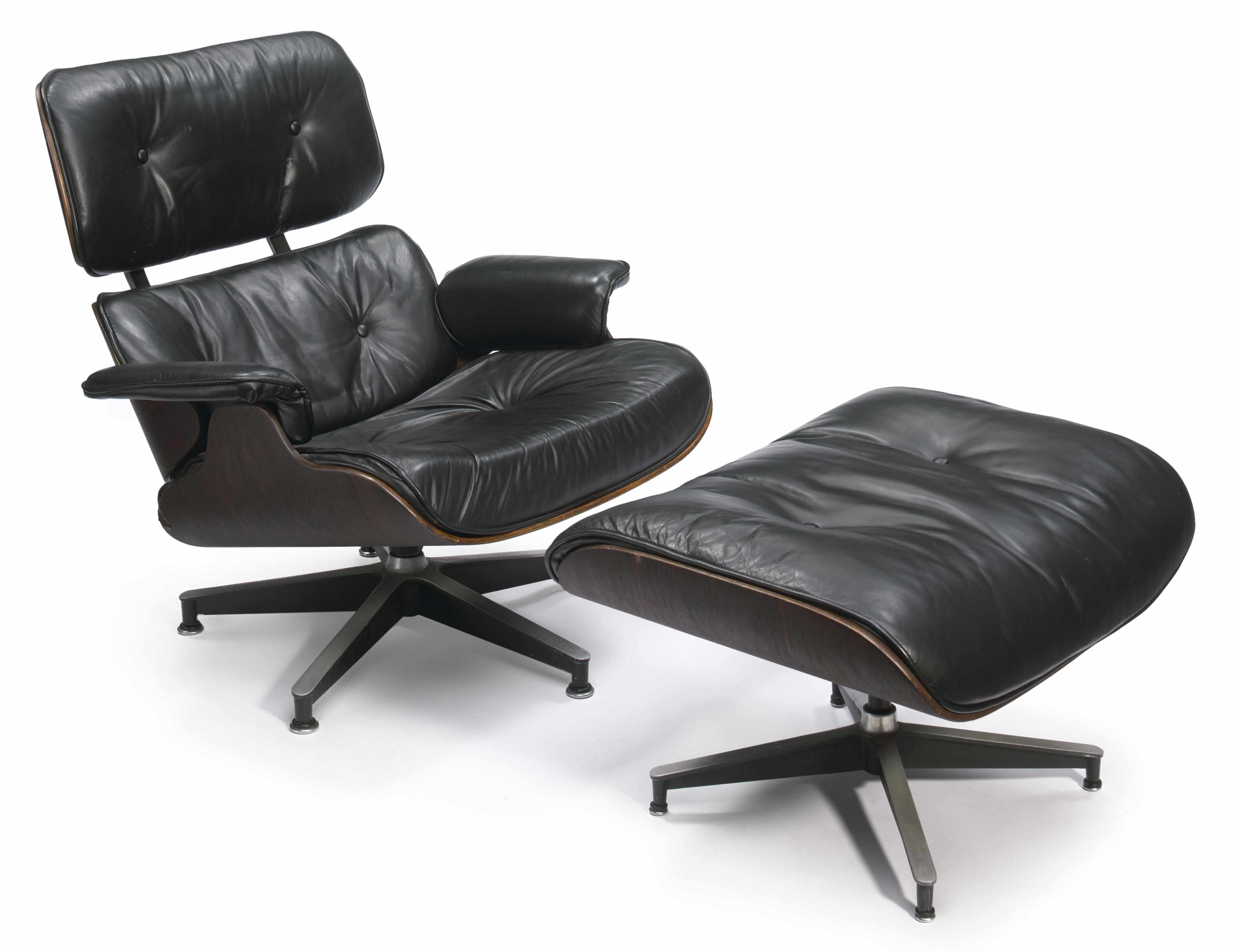 Appraisal: A Charles and Rae Eames rosewood and leather lounge chair