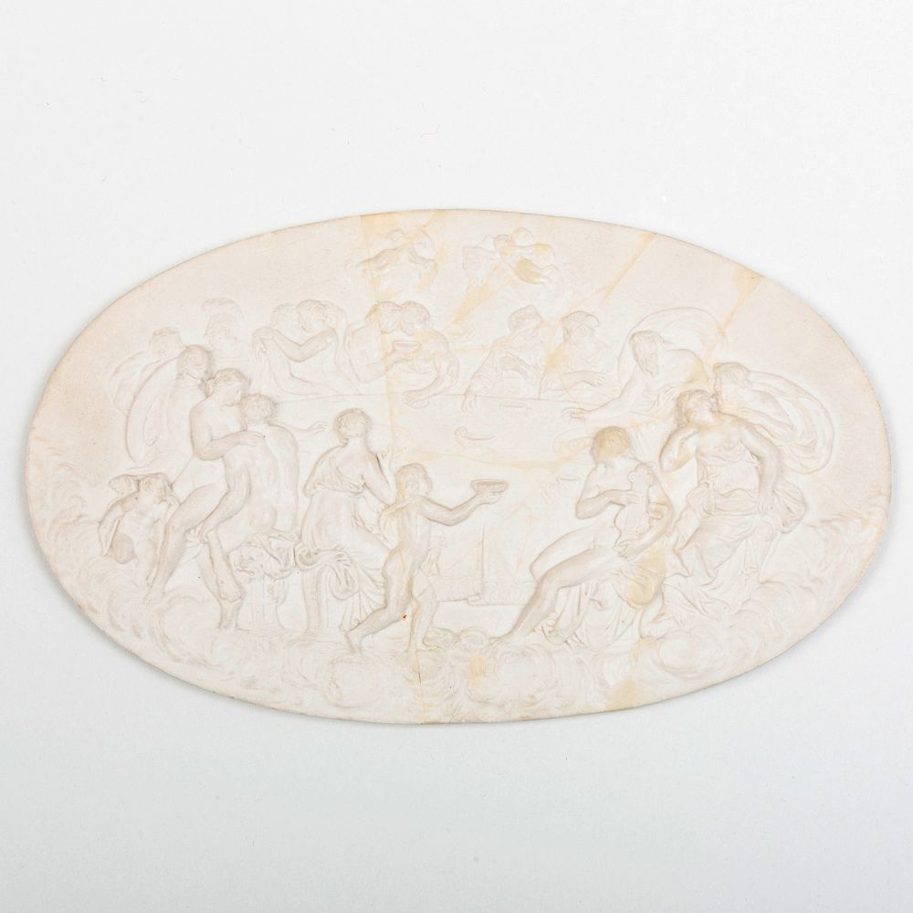 Appraisal: Wedgwood and Bentley White Jasperware Oval Plaque of 'The Feast