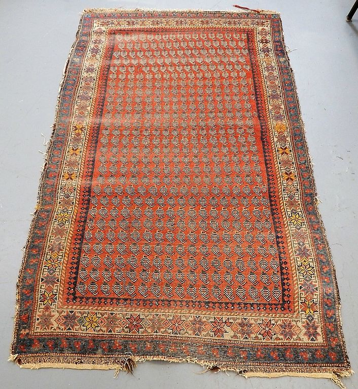 Appraisal: C Northwest Persia Kurdish Caucasian Rug Persia C Red ground