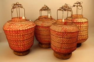 Appraisal: Antique Red Chinese Lanterns Antique Red Chinese Lanterns