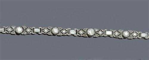 Appraisal: DIAMOND BRACELET ca Platinum Decorative bracelet the geometrical open-worked links