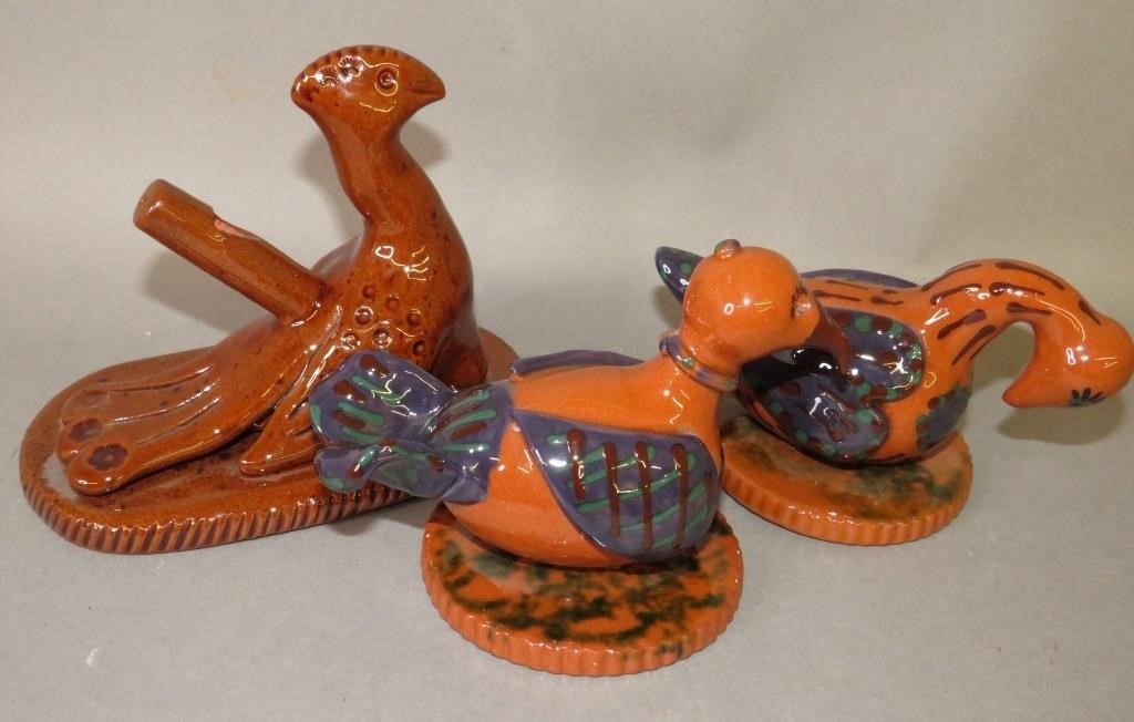 Appraisal: FOLK ART REDWARE BIRDS BY WES MUCKEY GREG ZIEBca each