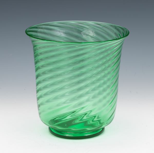 Appraisal: STEUBEN GREEN SWIRL VASE x Clear green glass swirl vase