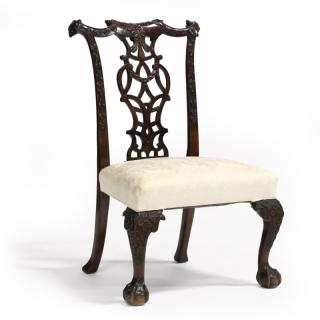 Appraisal: American Chippendale Style Oversized Side Chair s mahogany ornately carved