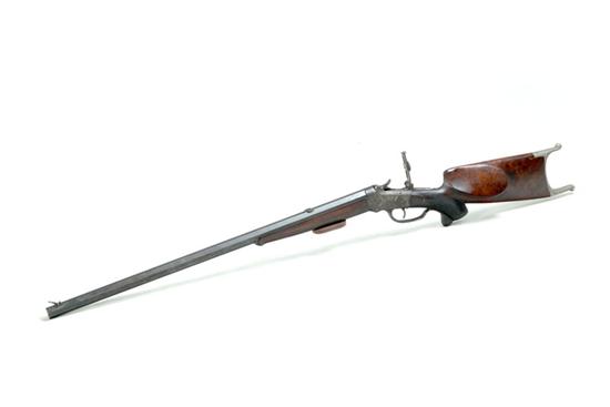 Appraisal: WINCHESTER LOW WALL SCHUETZEN-TYPE RIFLE short '' octagonal barrel figured