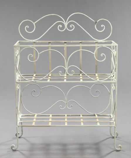 Appraisal: Victorian-Style Polychromed Wrought-Iron Planter the shaped and scrolling crest above