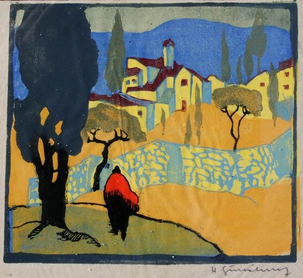 Appraisal: GURSCHNER Herbert Austrian - ''Florence Italy'' Woodcut on Japon ''