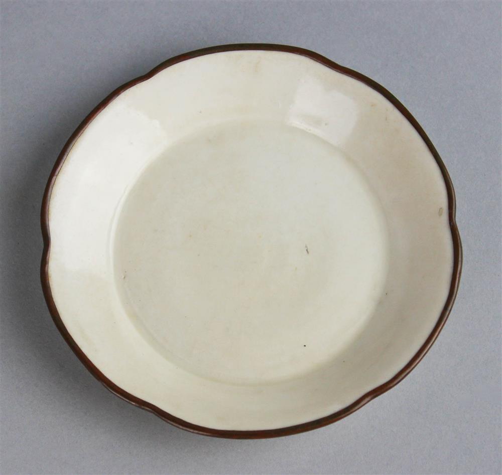 Appraisal: CHINESE DING TYPE SMALL DISH WITH METAL RIM the small