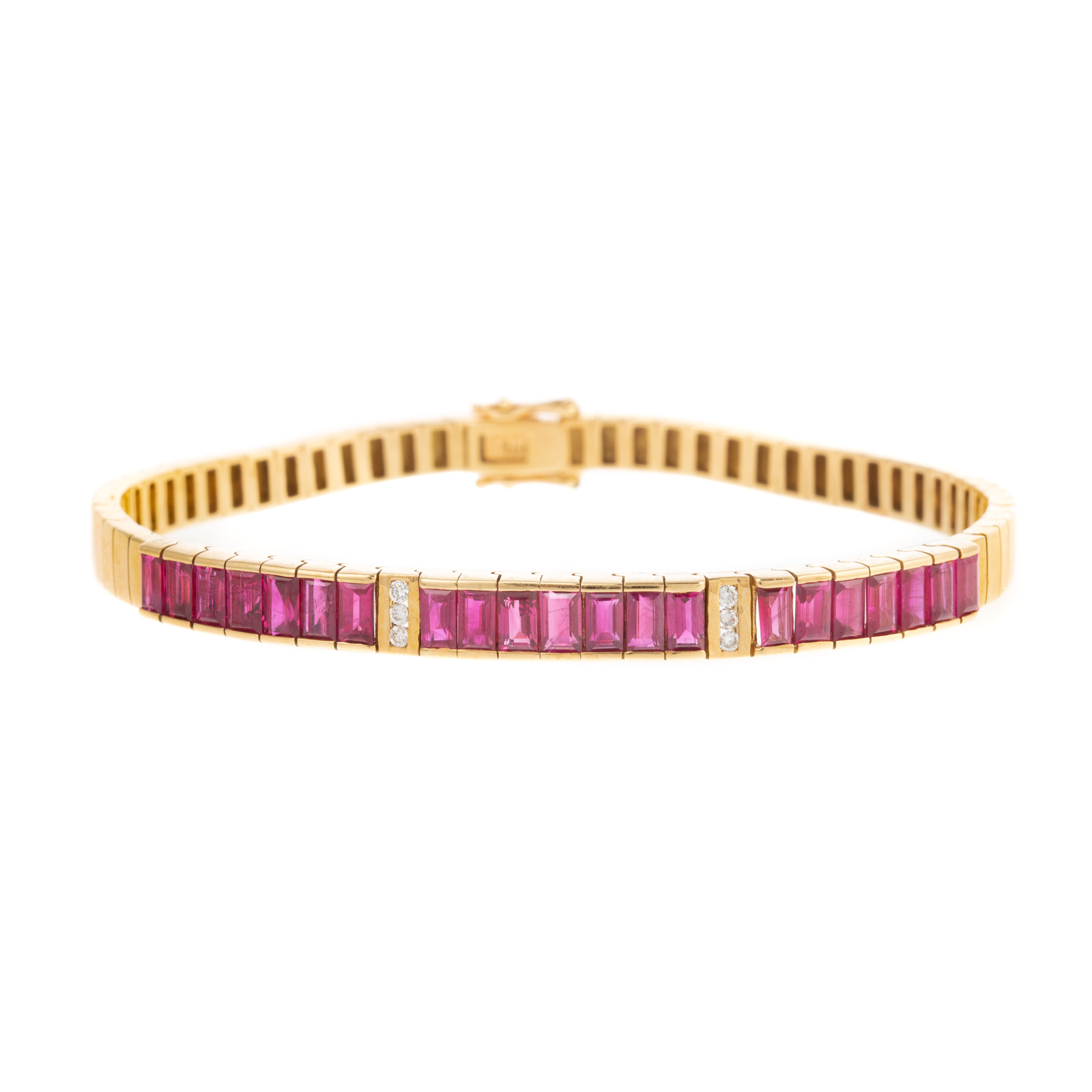 Appraisal: A CTW RUBY DIAMOND BRACELET IN K K yellow gold