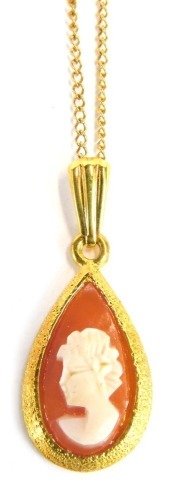 Appraisal: A ct gold cameo the teardrop shaped cameo with a